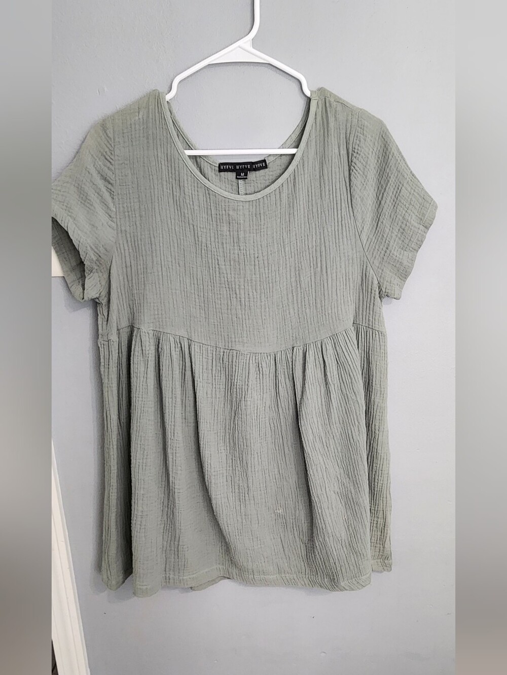 HYFVE Sage Green Textured Babydoll Tunic